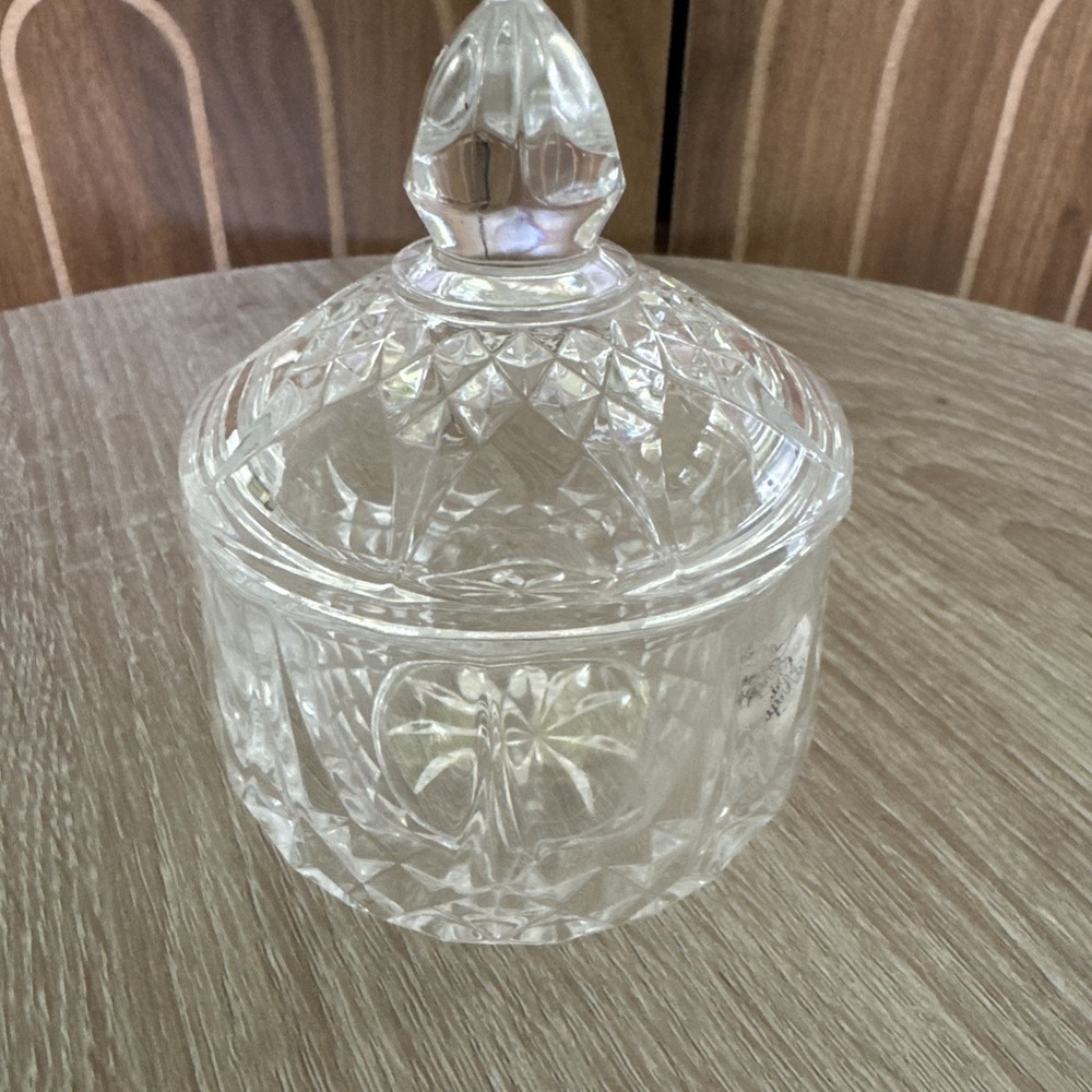 Cristal D'Arques-Durand Sugar Bowl w/Lid Clear Crystal Longchamp France